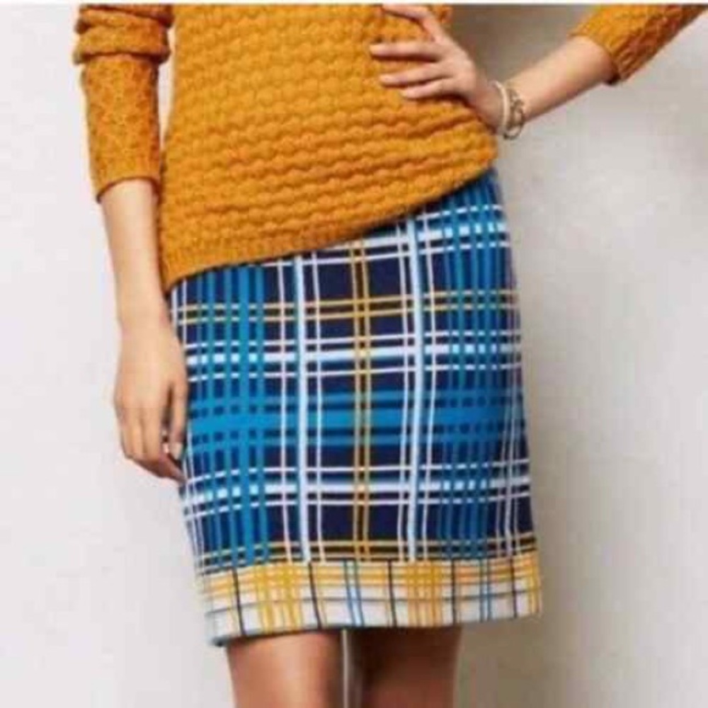 Wool Anthropologie Sparrow Plaid Knit Merino Wool Skirt